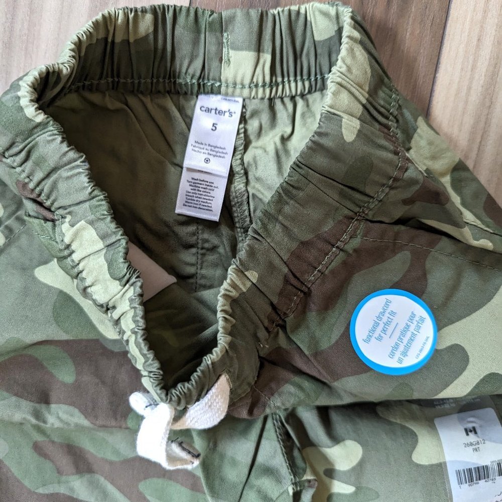 Carter's Toddler Boys Short Green CAMO Cotton with Pocket Real Drawcords… - Picture 3 of 6